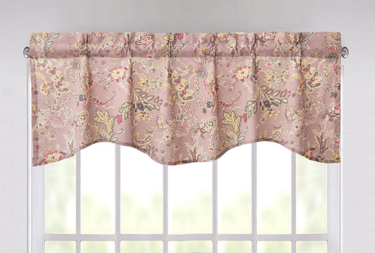 DaDa Bedding Bohemian Purple Burgundy Floral Paisley Window Curtain Valance - 18" x 52" (JHW-868)-0