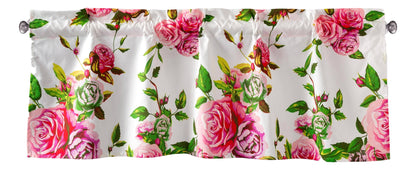 DaDa Bedding Romantic Roses Pink Floral Window Curtain Valance - 18" x 52" (JHW-879)-1