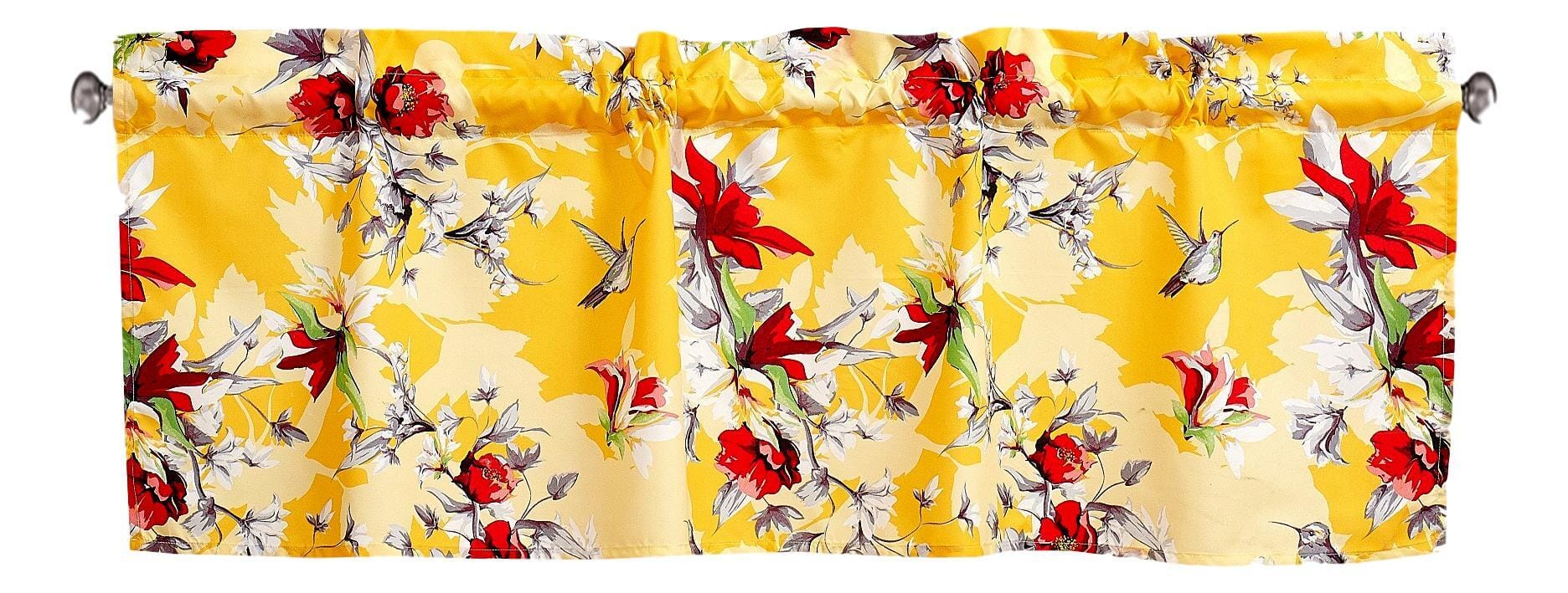 DaDa Bedding Floral Sunshine Yellow Hummingbirds Window Curtain Valance - 18" x 52" (JHW-925)-4