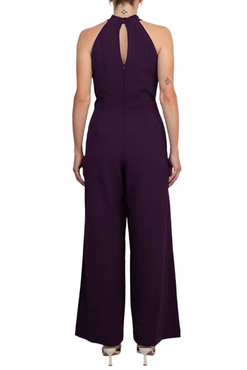 Julia Jordan Crossed Neck Keyhole Racerback Solid Crepe Jumpsuit-3