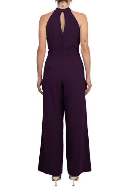 Julia Jordan Crossed Neck Keyhole Racerback Solid Crepe Jumpsuit-3