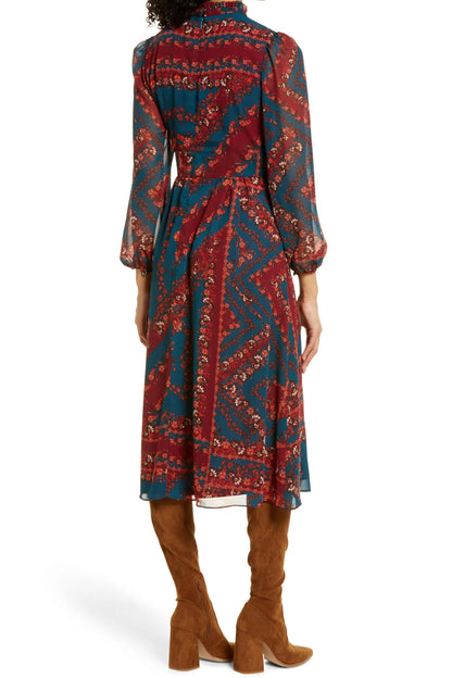 Julia Jordan Floral Long Sleeve A-Line Midi Dress-1