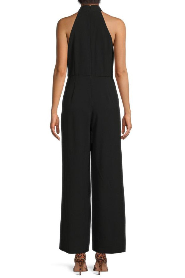 Julia Jordan Stretch Criss Cross Halter Neckline Sleeveless Crepe Jumpsuit With Pockets-1