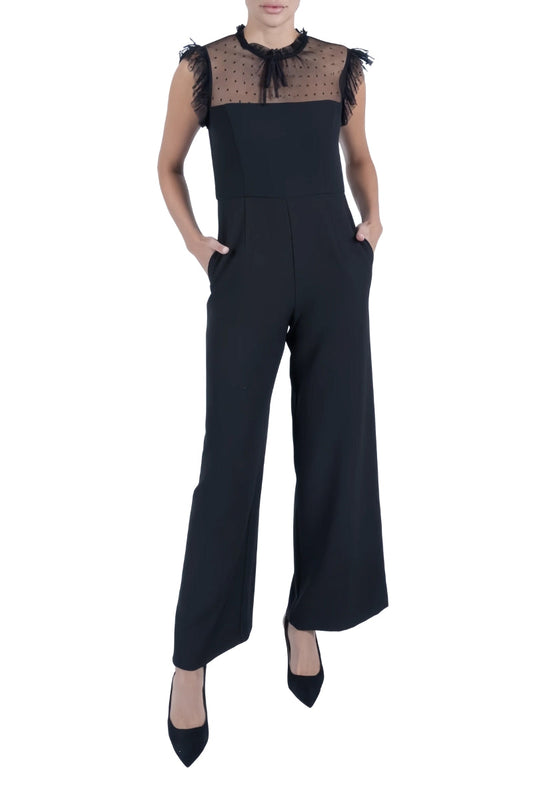 Julia Jordan Ruffled Drawstring Crepe Jumpsuit-0