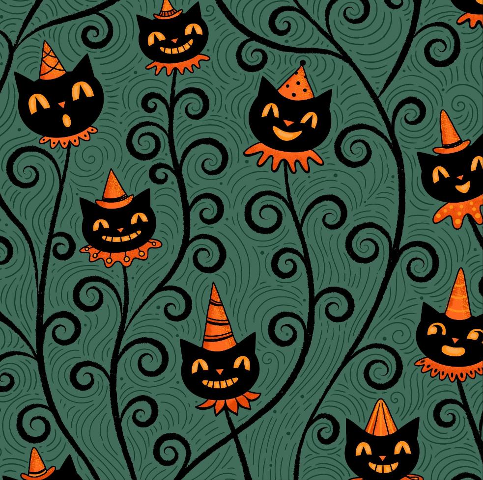 "Creeping Jack Vine" Black Vintage Cat Johanna Parker Exclusive - High-quality Handcrafted Vibrant Leggings-2