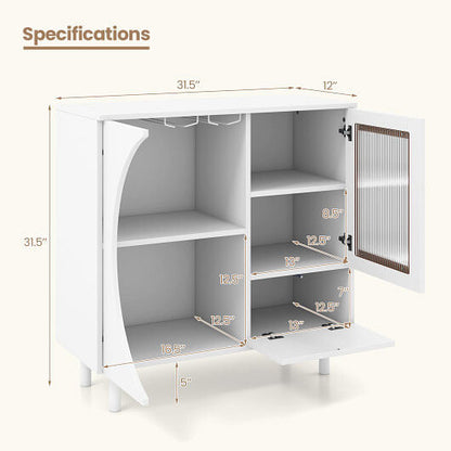 Kitchen Sideboard with Glasses Holder for Living Room Dining Room-White-3