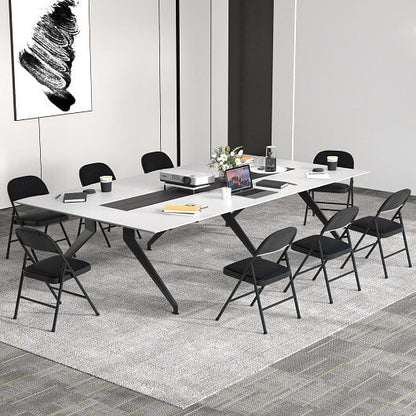 2 Pack Folding Chairs with Metal Frame and PVC Leather for Indoor Outdoor-Black-1