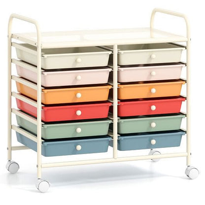 12 Drawers Rolling Storage Cart for Home and Office-Transparent-4