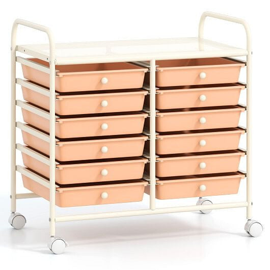 12 Drawers Rolling Storage Cart for Home and Office-Transparent-9