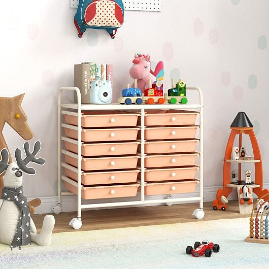 12 Drawers Rolling Storage Cart for Home and Office-Transparent-10