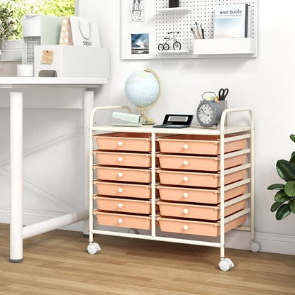 12 Drawers Rolling Storage Cart for Home and Office-Transparent-11