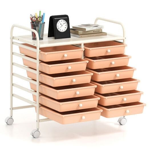 12 Drawers Rolling Storage Cart for Home and Office-Transparent-12