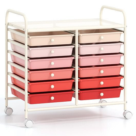 12 Drawers Rolling Storage Cart for Home and Office-Transparent-14