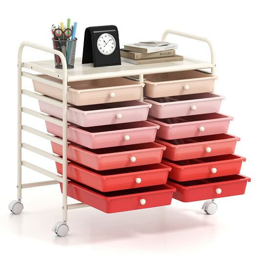 12 Drawers Rolling Storage Cart for Home and Office-Transparent-17