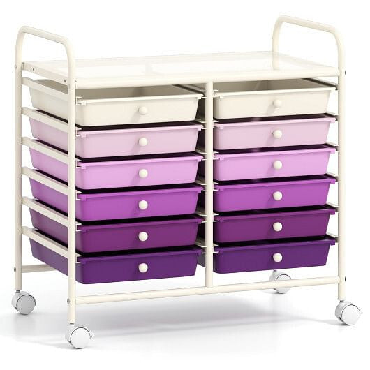 12 Drawers Rolling Storage Cart for Home and Office-Transparent-19