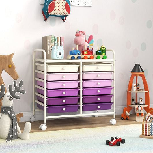 12 Drawers Rolling Storage Cart for Home and Office-Transparent-20