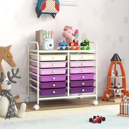 12 Drawers Rolling Storage Cart for Home and Office-Transparent-20
