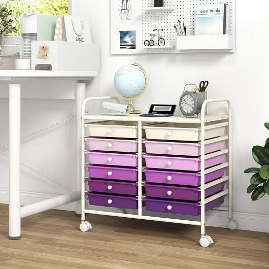 12 Drawers Rolling Storage Cart for Home and Office-Transparent-21
