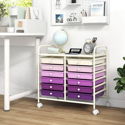 12 Drawers Rolling Storage Cart for Home and Office-Transparent-21