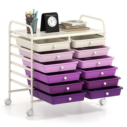 12 Drawers Rolling Storage Cart for Home and Office-Transparent-22