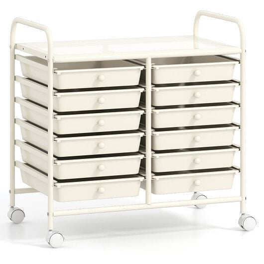 12 Drawers Rolling Storage Cart for Home and Office-Transparent-23
