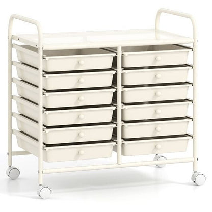 12 Drawers Rolling Storage Cart for Home and Office-Transparent-23