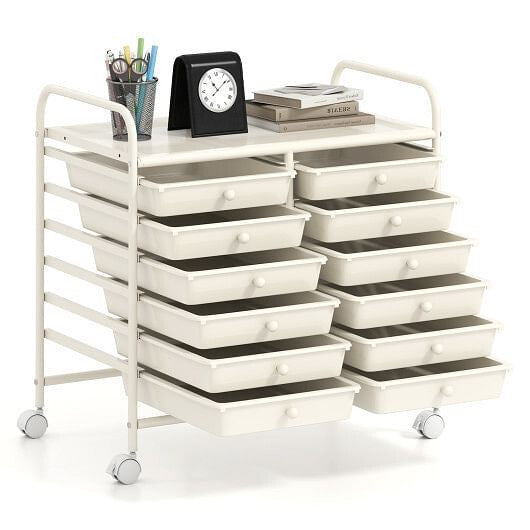 12 Drawers Rolling Storage Cart for Home and Office-Transparent-26