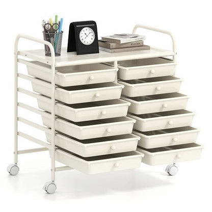 12 Drawers Rolling Storage Cart for Home and Office-Transparent-26