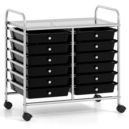 12 Drawers Rolling Storage Cart for Home and Office-Transparent-28