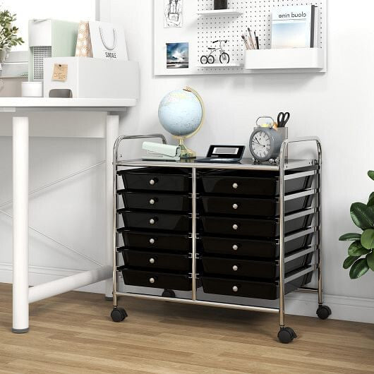 12 Drawers Rolling Storage Cart for Home and Office-Transparent-30