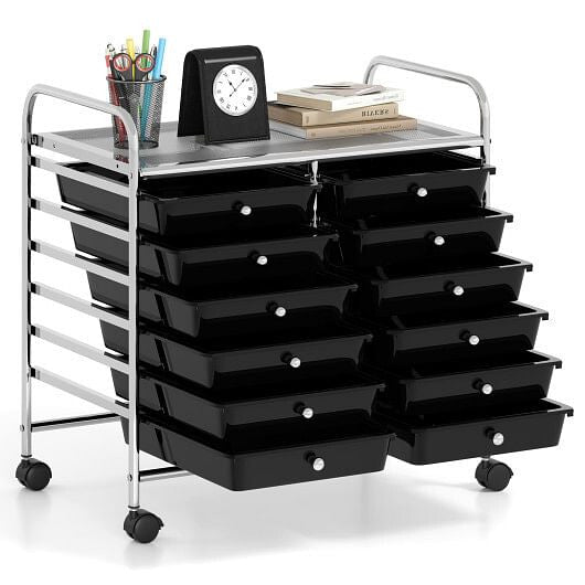 12 Drawers Rolling Storage Cart for Home and Office-Transparent-31