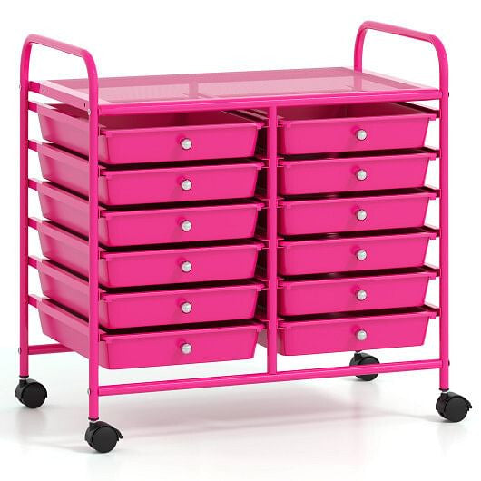 12 Drawers Rolling Storage Cart for Home and Office-Transparent-33