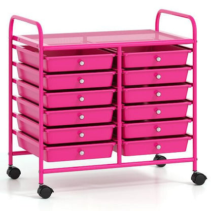12 Drawers Rolling Storage Cart for Home and Office-Transparent-33