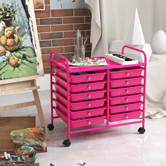 12 Drawers Rolling Storage Cart for Home and Office-Transparent-34