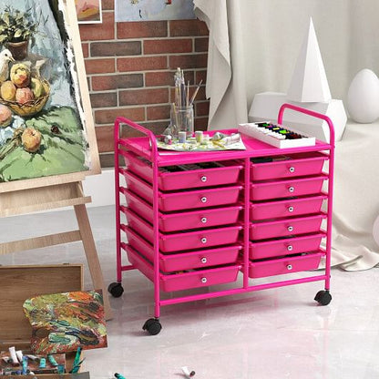 12 Drawers Rolling Storage Cart for Home and Office-Transparent-34