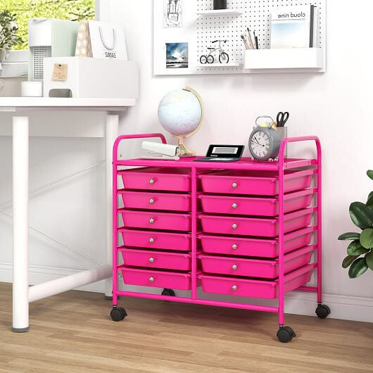 12 Drawers Rolling Storage Cart for Home and Office-Transparent-35