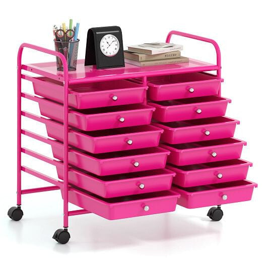 12 Drawers Rolling Storage Cart for Home and Office-Transparent-36