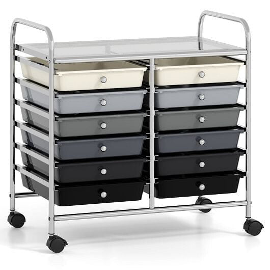 12 Drawers Rolling Storage Cart for Home and Office-Transparent-48
