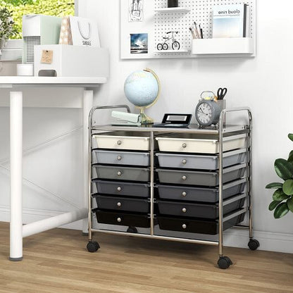 12 Drawers Rolling Storage Cart for Home and Office-Transparent-50