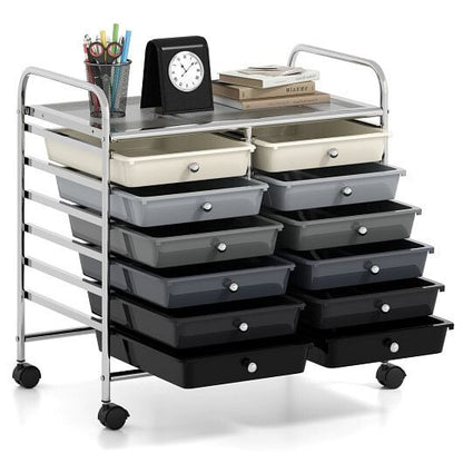 12 Drawers Rolling Storage Cart for Home and Office-Transparent-51