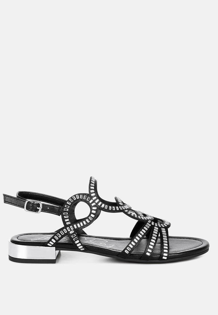 Jisters Cut Out Detail Rhinestone Flat Sandals-8
