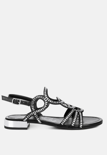 Jisters Cut Out Detail Rhinestone Flat Sandals-8
