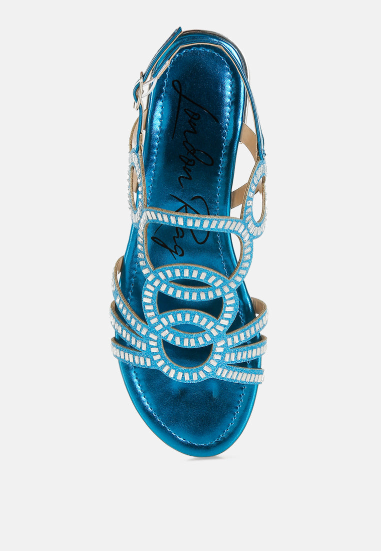 Jisters Cut Out Detail Rhinestone Flat Sandals-3