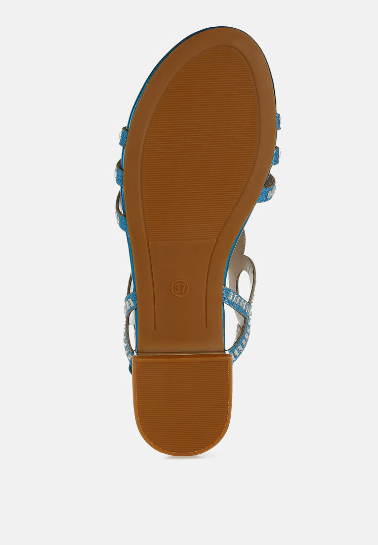 Jisters Cut Out Detail Rhinestone Flat Sandals-4