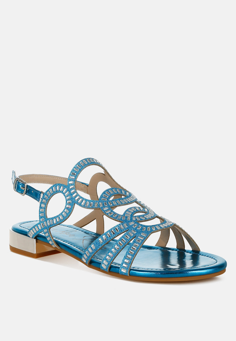 Jisters Cut Out Detail Rhinestone Flat Sandals-1