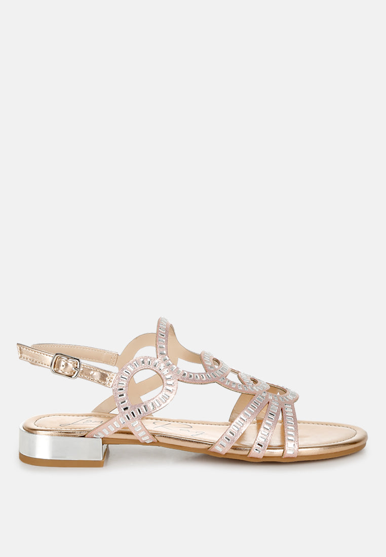 Jisters Cut Out Detail Rhinestone Flat Sandals-6