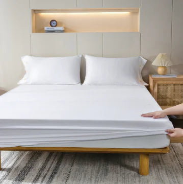 100% Cotton Fitted Bed Sheet in White (Single Piece)
