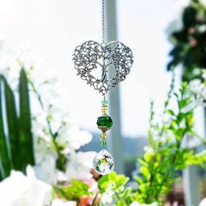 Crystal Heart Tree of Life Pendant for Home Decor