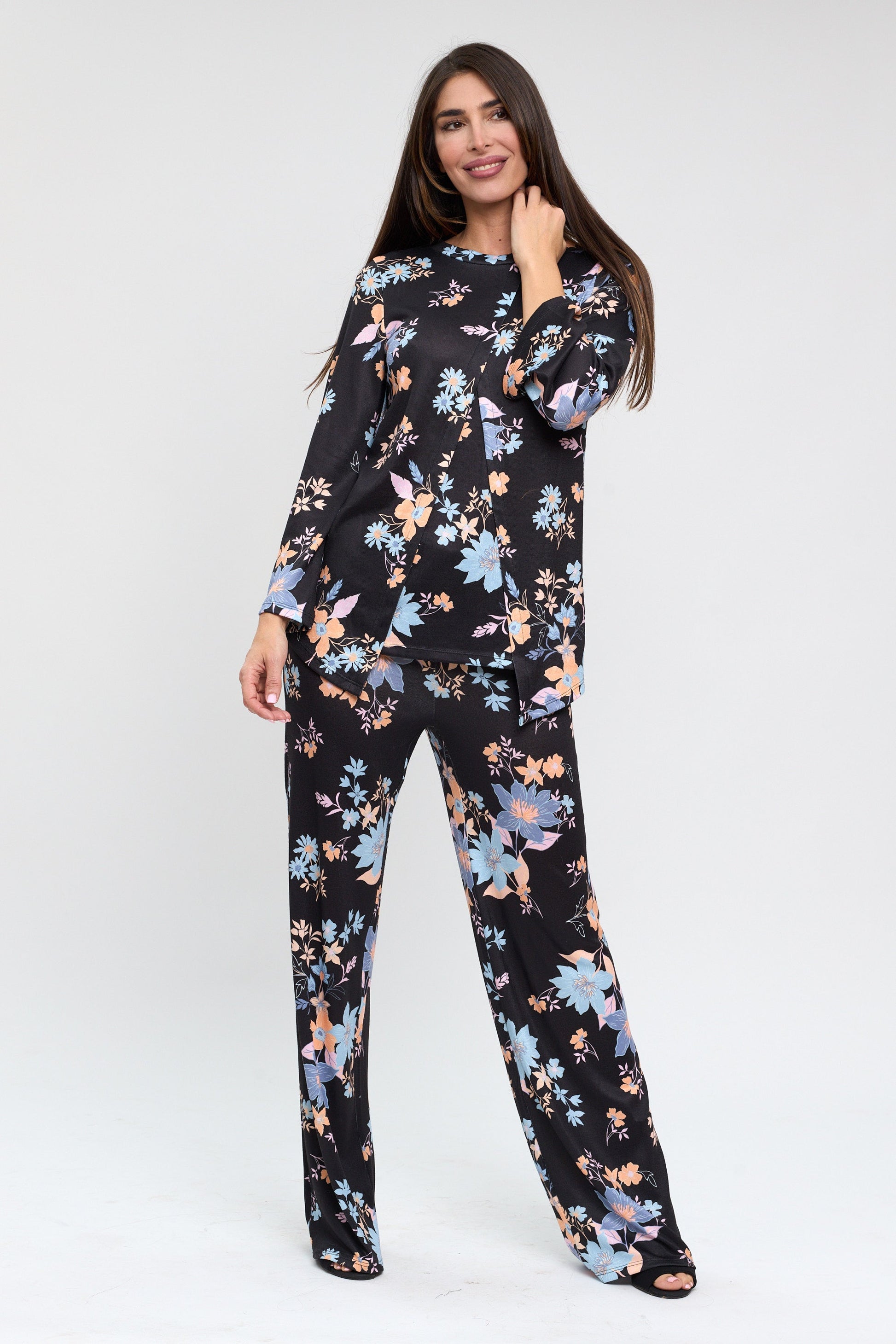 Conjunto de pantalón y jersey corte cruzado delantero japonés-2