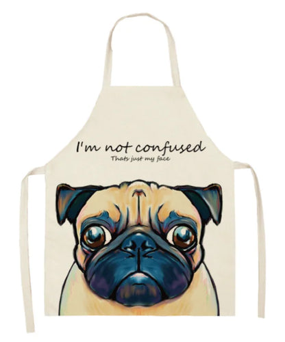 Nordic Polyester Dog Print Apron for Adults